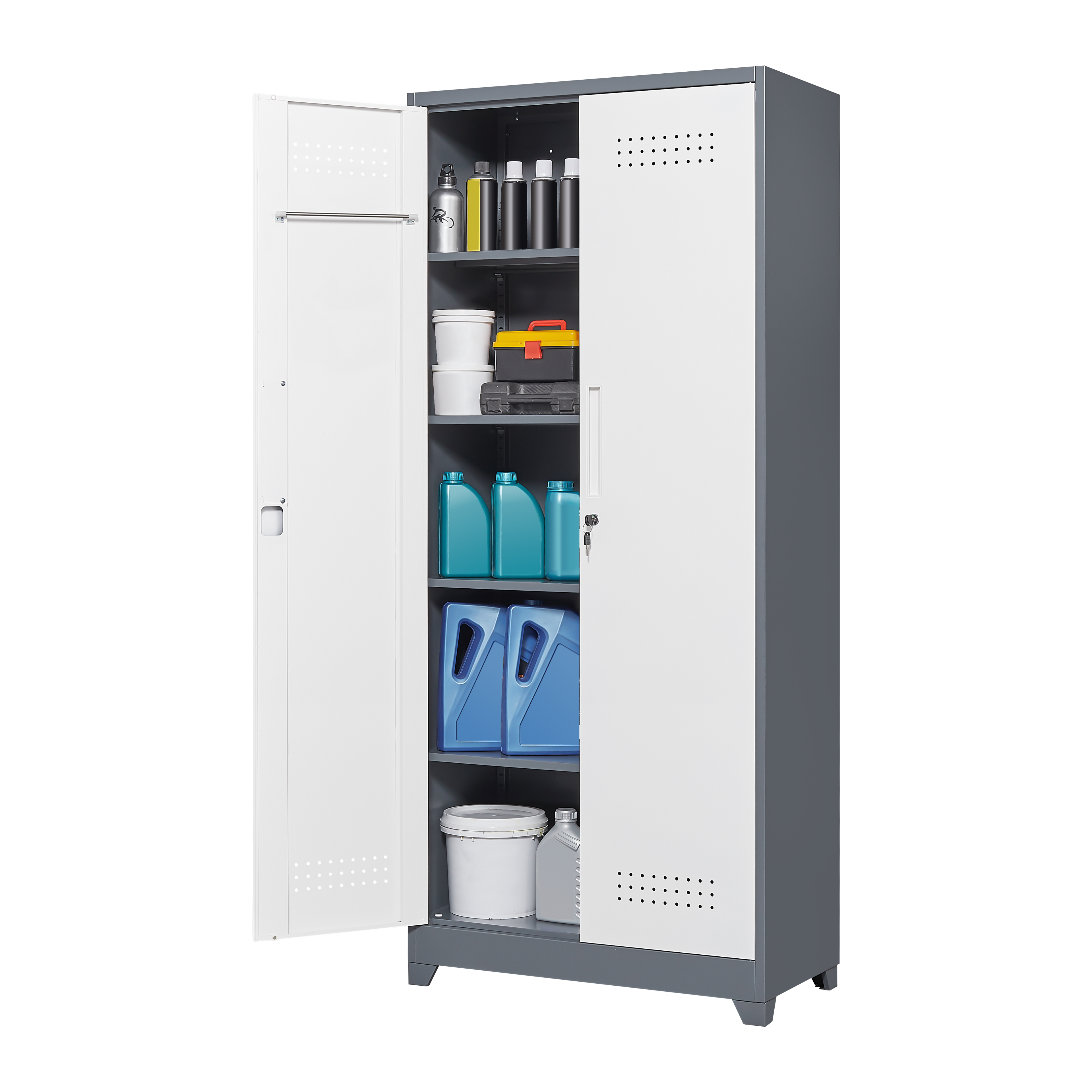 Gray Metal Lockers with Locking Doors