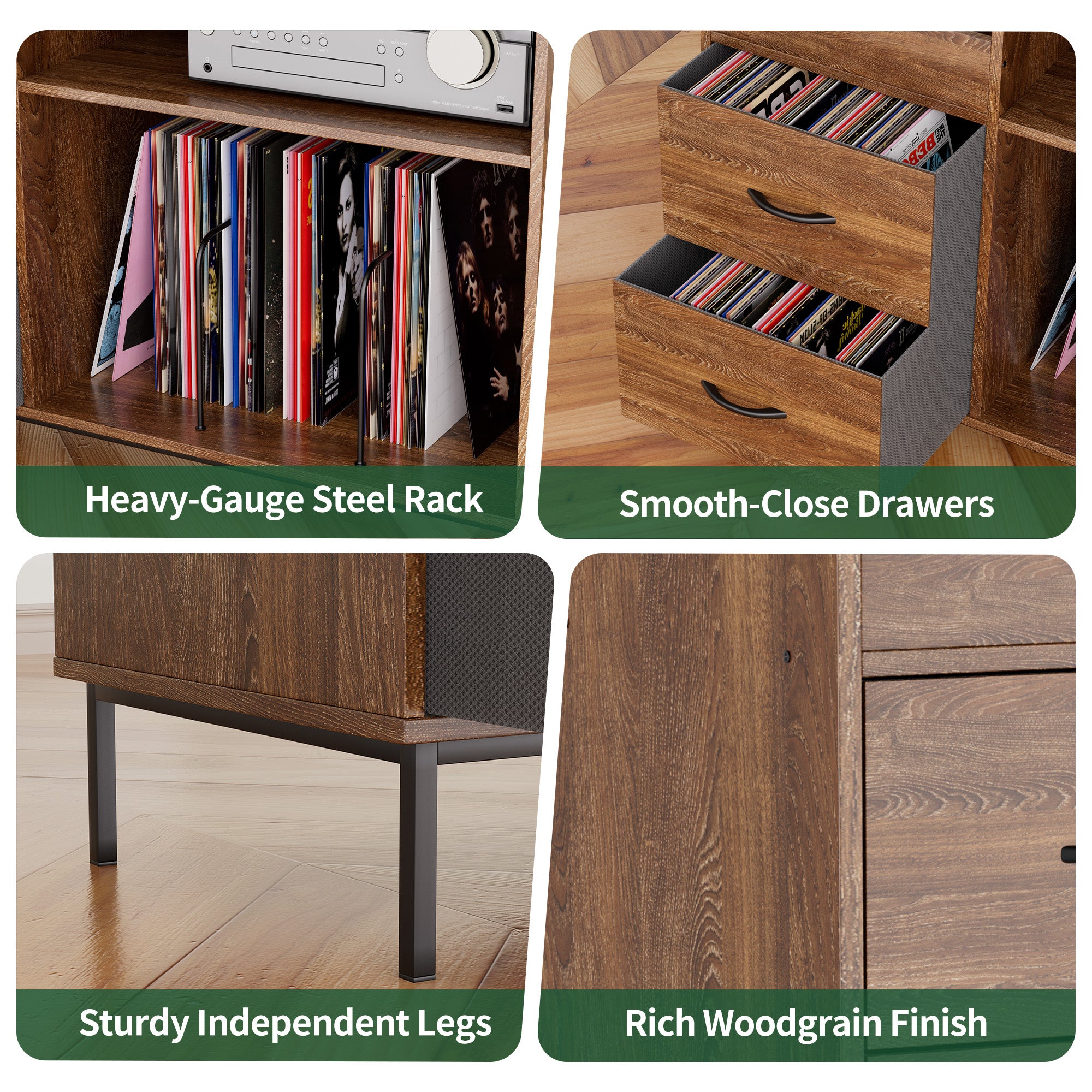 Record Player Stand with Storage for 500+ Albums