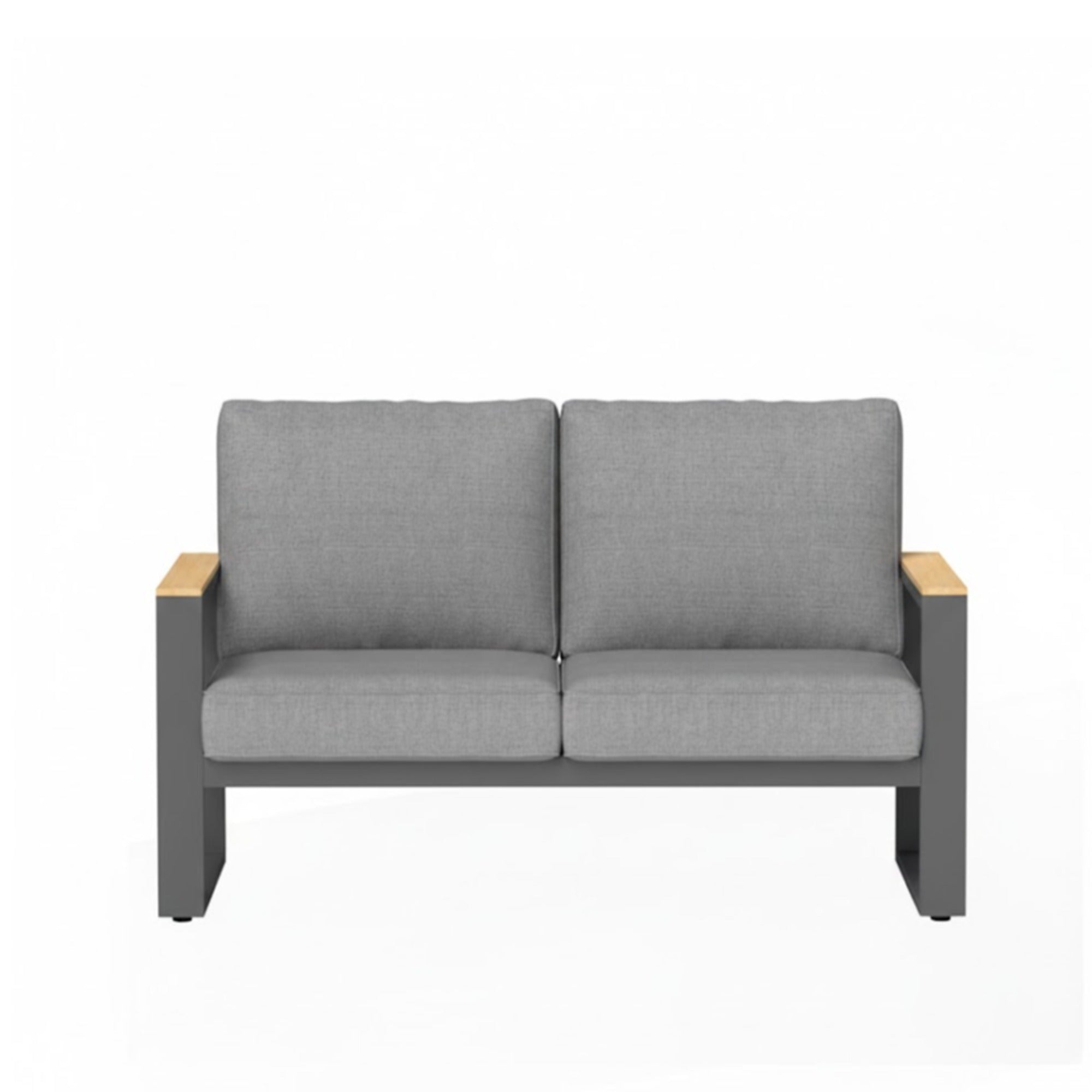52" All-Weather Aluminum Patio Loveseat Sofa with Thick Cushions