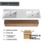 60 Inch Wall-Mounted Bathroom Vanity with Double Resin Sink
