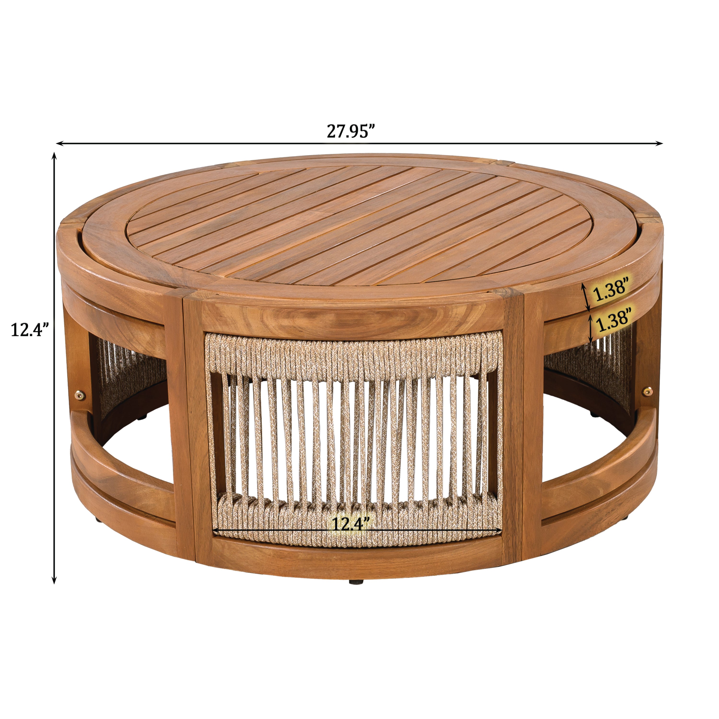 4-Piece Patio Seating Group with Acacia Wood and Woven Rope Accents