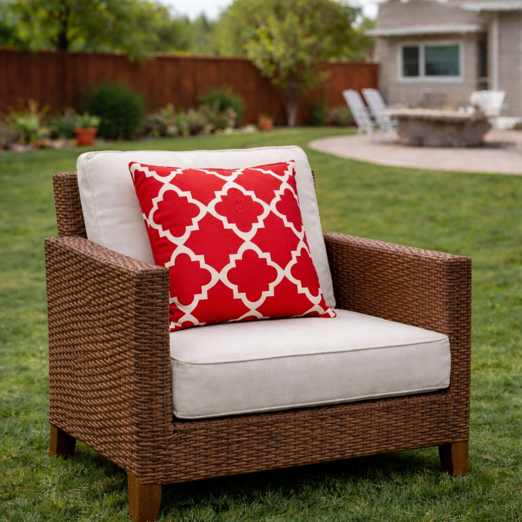 6 Pack Outdoor Pillow Covers - 18x18 Inch Red Trellis