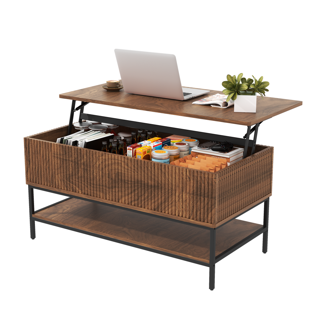 Lift Top Coffee Table 39.4 Inch Rectangle - Farmhouse Style