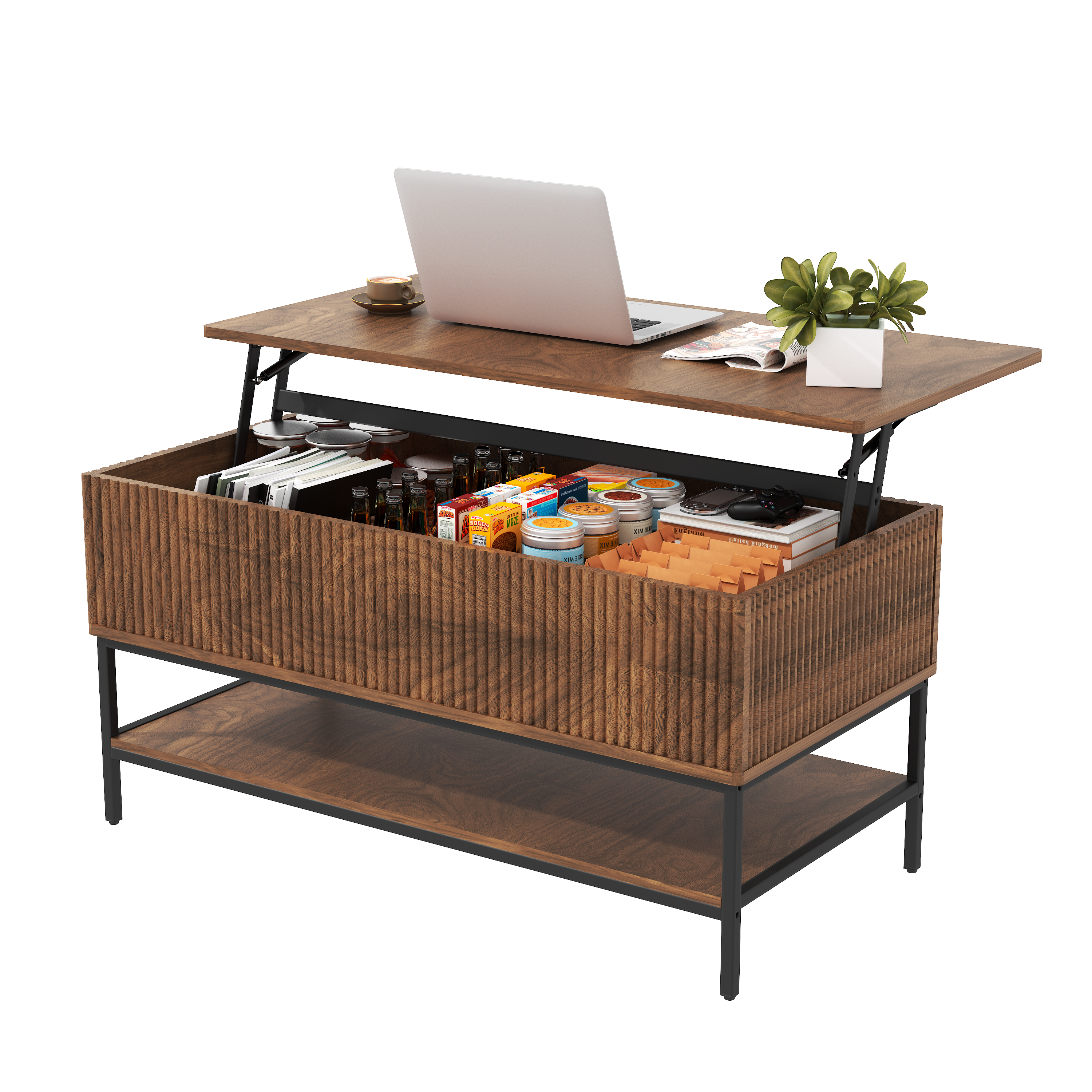 Lift Top Coffee Table 39.4 Inch Rectangle - Farmhouse Style