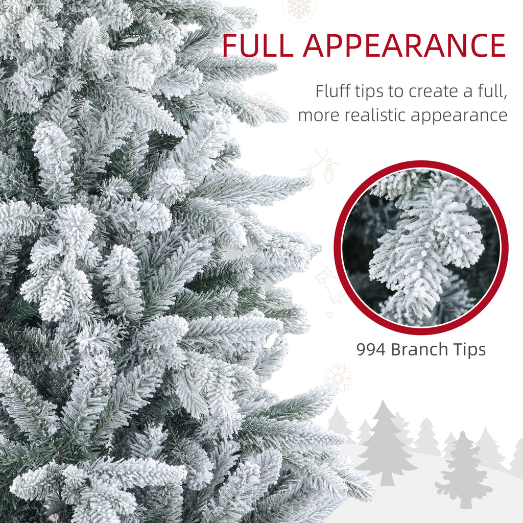 HOMCOM 6ft Snow Flocked Artificial Christmas Tree
