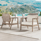 Set of 2 Outdoor Acacia Wood Patio Club Chairs