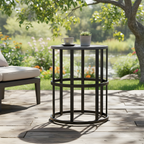 Ceramic Tile Side Table with Powder Coated Iron Frame