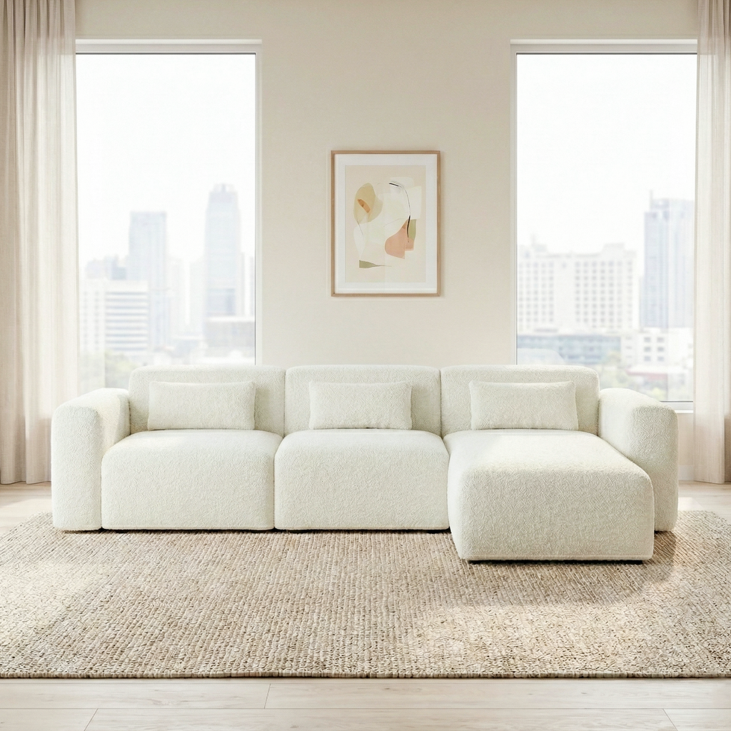 Haledon 3-Piece Sectional Sofa, 4-Seat, Sand Boucle
