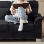 82" Modern Compressed Snowfleece Fabric 3-Seater Sofa