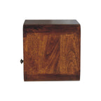 Extra Mini Wall-Mounted Curved Chestnut Nightstand, Open Slot, 1-Drawer