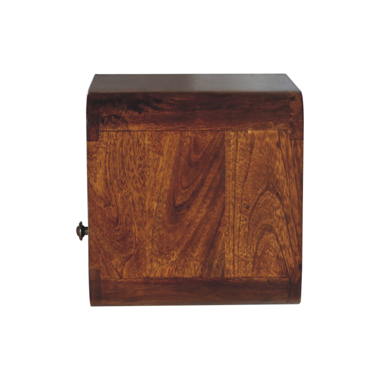 Extra Mini Wall-Mounted Curved Chestnut Nightstand, Open Slot, 1-Drawer