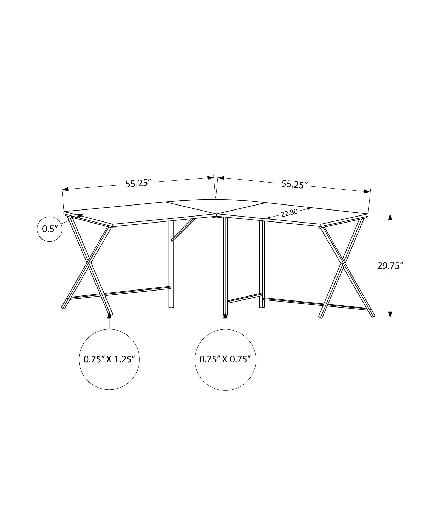 Computer Desk, Home Office, Corner, 55"l, L Shape, Work, Laptop