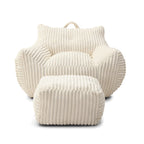 Giant Plush Bean Bag Chair for Adults with Armrests and Footstool