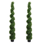6FT Two-Tone Spiral-Shaped Potted Cedar Tree - 2pcs Set