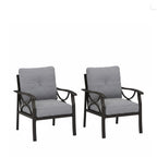 Set of 2 All-Weather Metal Armchairs, Khaki Frame