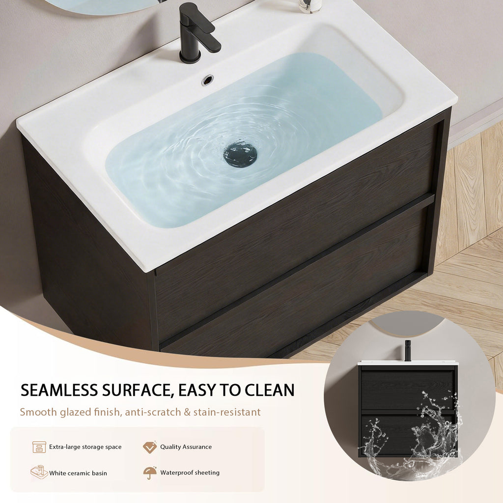 30 Inch Bathroom Vanity Cabinet With Ceramic Sink -