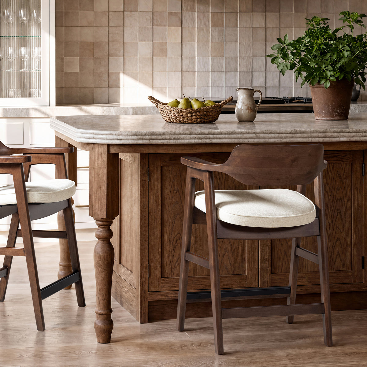 Hayes 26.5" Upholstered Reclaimed Pine Counter Stool