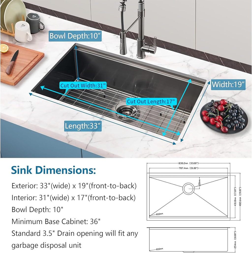 33 Gunmetal Kitchen Sink