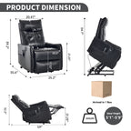 Black PU Single Motor Power Lift Recliner Chair with Massage and Heat