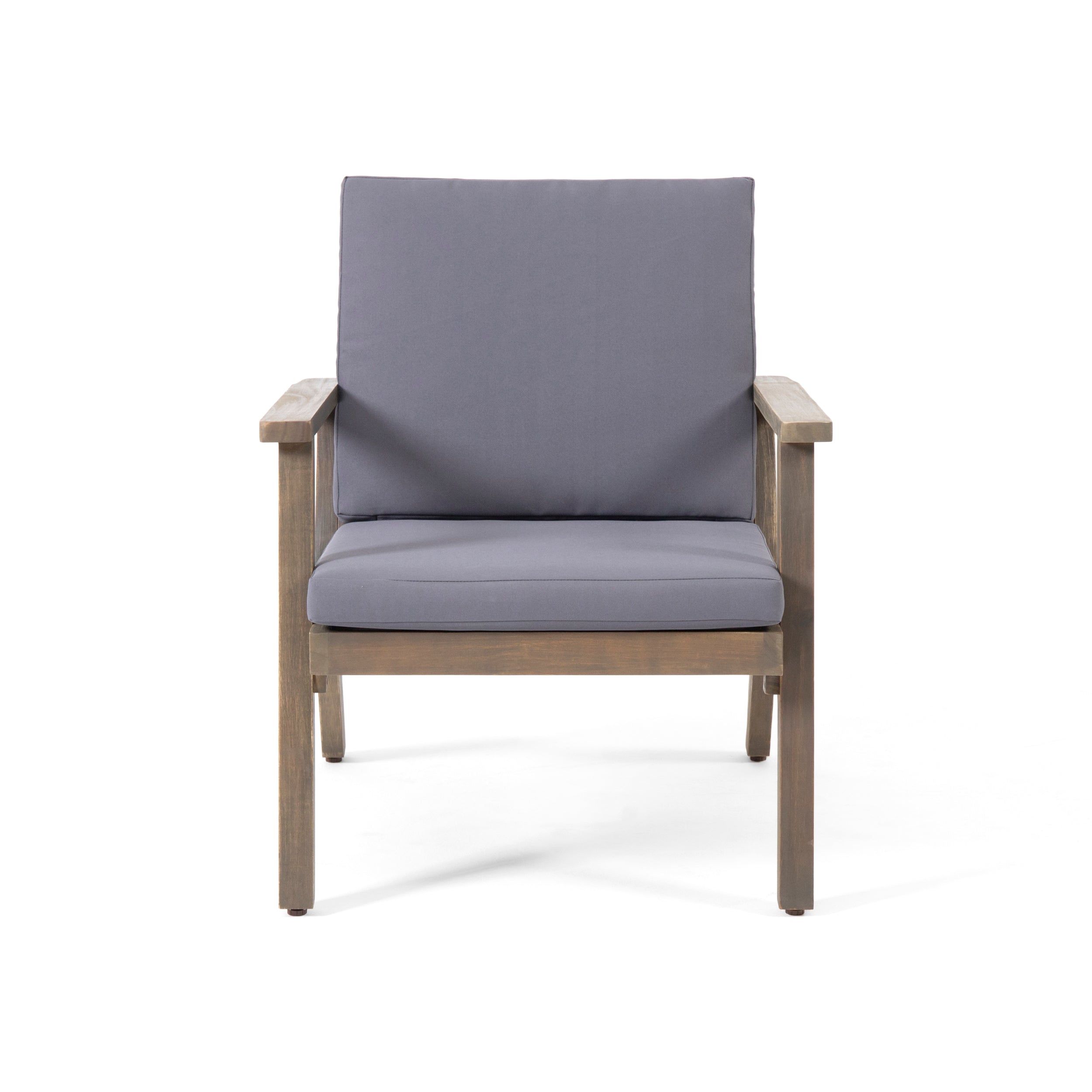 Outdoor Acacia Wood Club Chairs with Cushions (Set of 2)