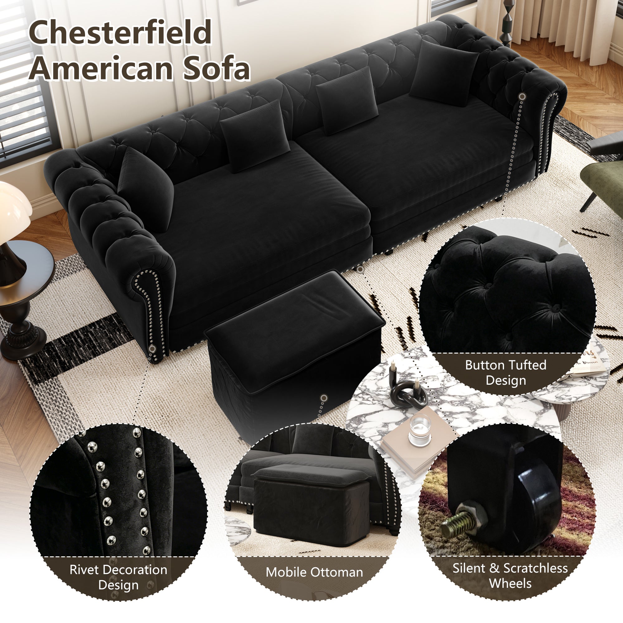 Chesterfield 3-in-1 Pull-Out Sofa Bed