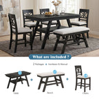 TOPMAX 6-Piece Wood Counter Height Dining Table Set with Storage Shelf