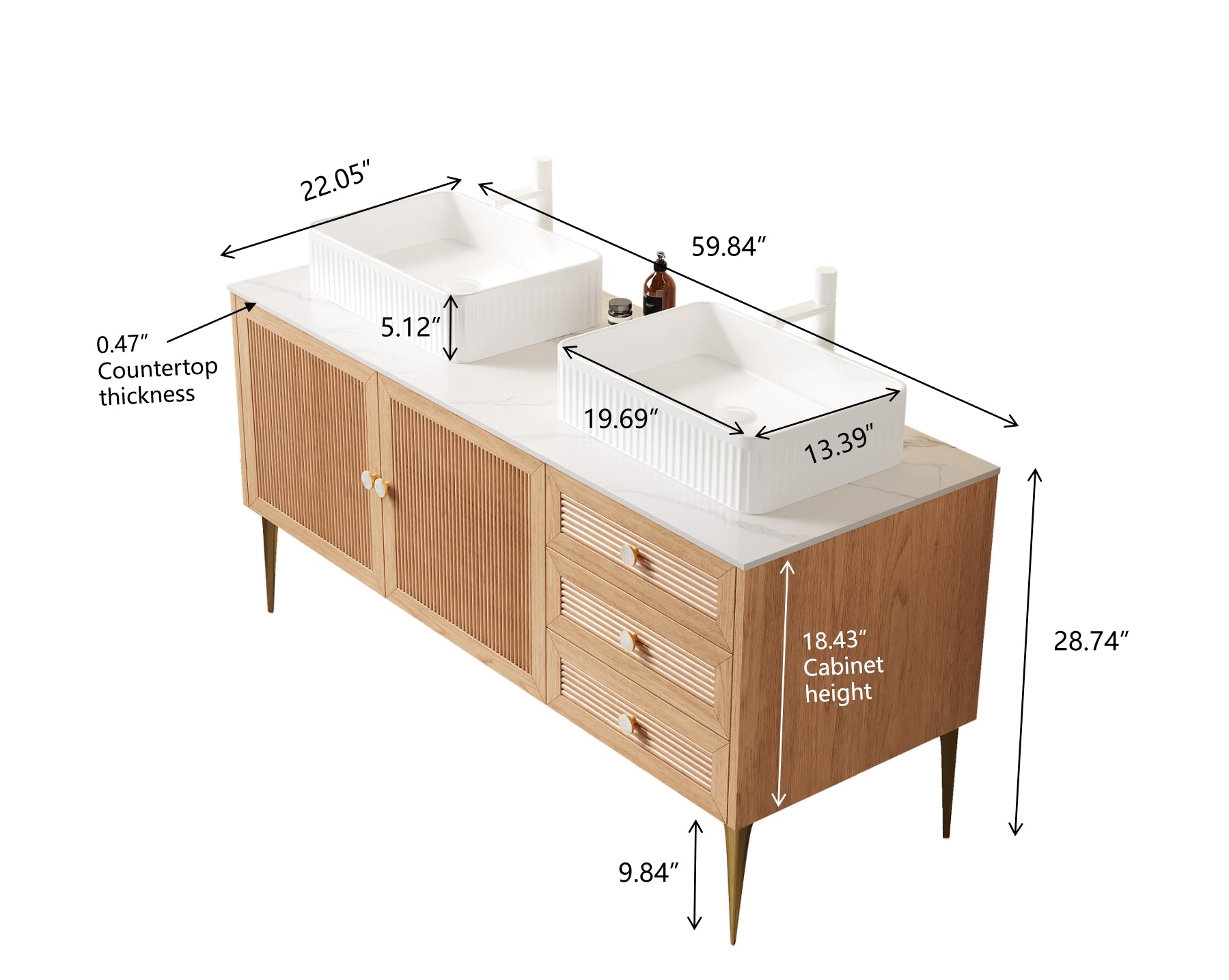 MUNIN 60" Bathroom Vanity with Sinks