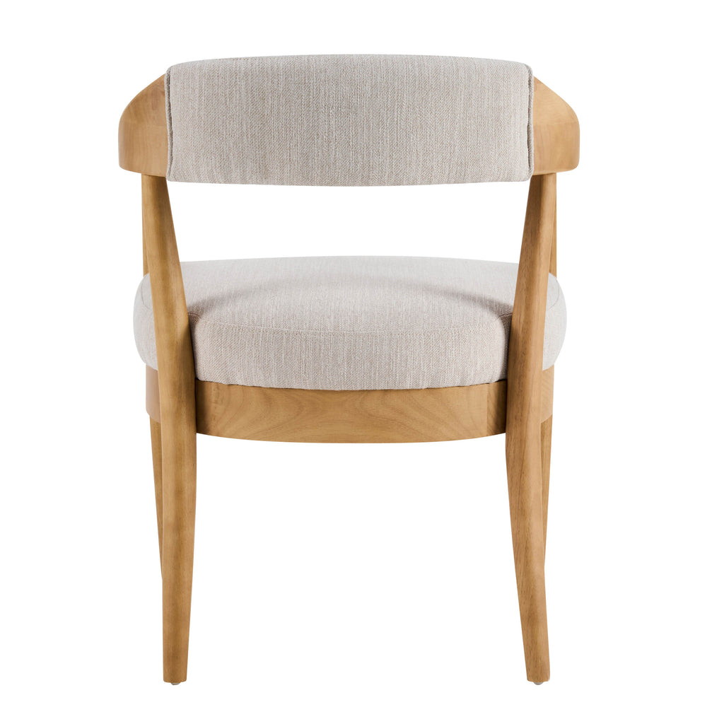 Wood Frame Upholstered Dining Chairs with Armrests - Set of 2