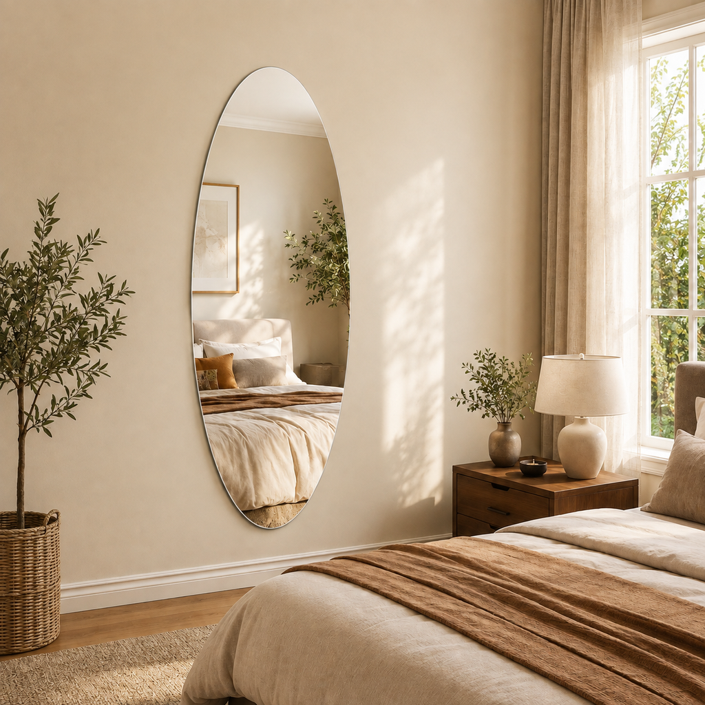 65" x 21" Modern Oval Full Length Wall Mirror