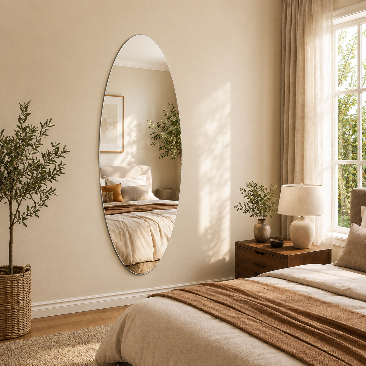 65" x 21" Modern Oval Full Length Wall Mirror