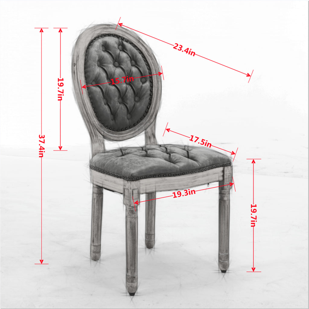 French Style Solid Wood Frame Antique Painting Dining Chair Set