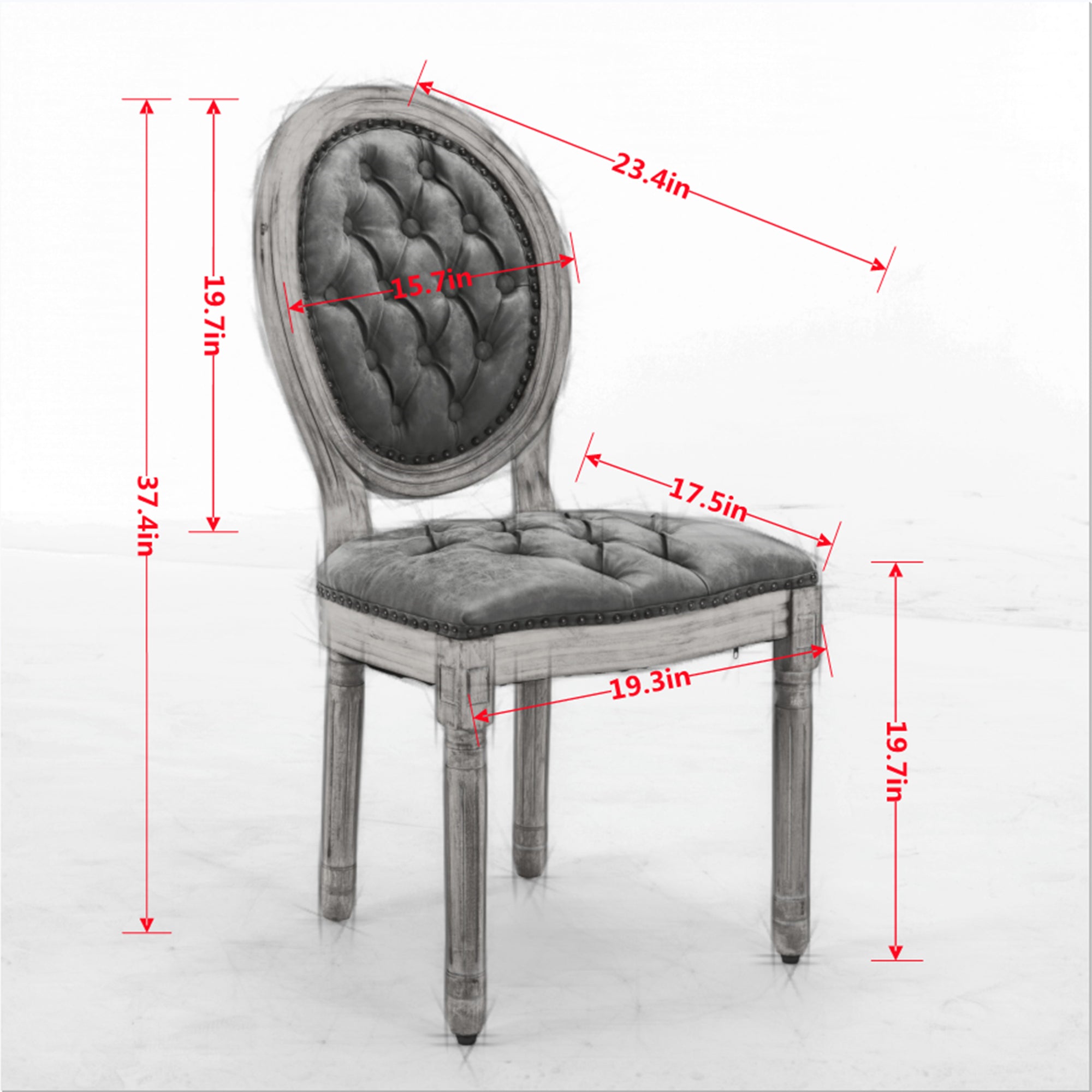 French Style Solid Wood Frame Antique Painting Dining Chair Set