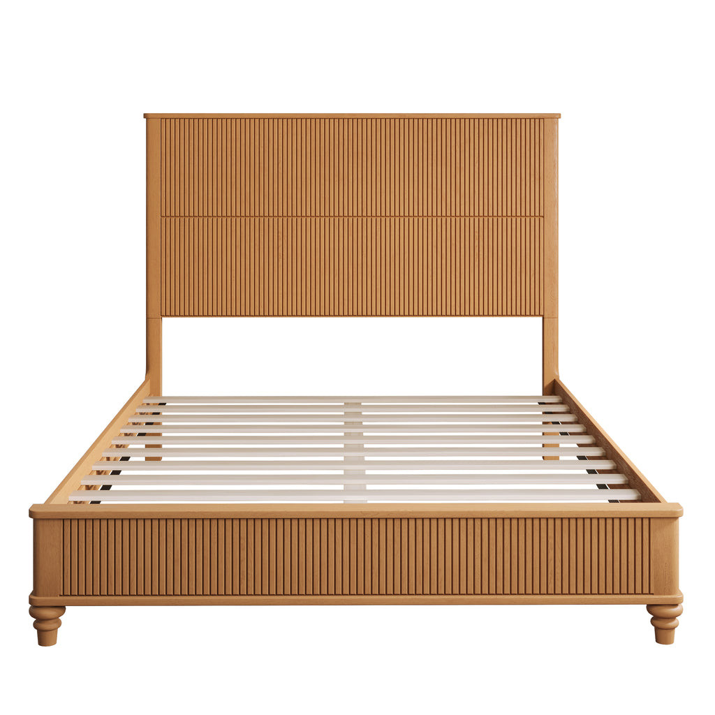 Solid Wood Bed Frame with Tall Headboard