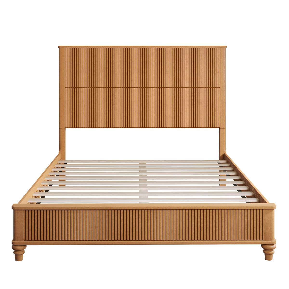 Solid Wood Bed Frame with Tall Headboard