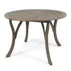 Outdoor Acacia Wood Round Dining Table with Curved Legs