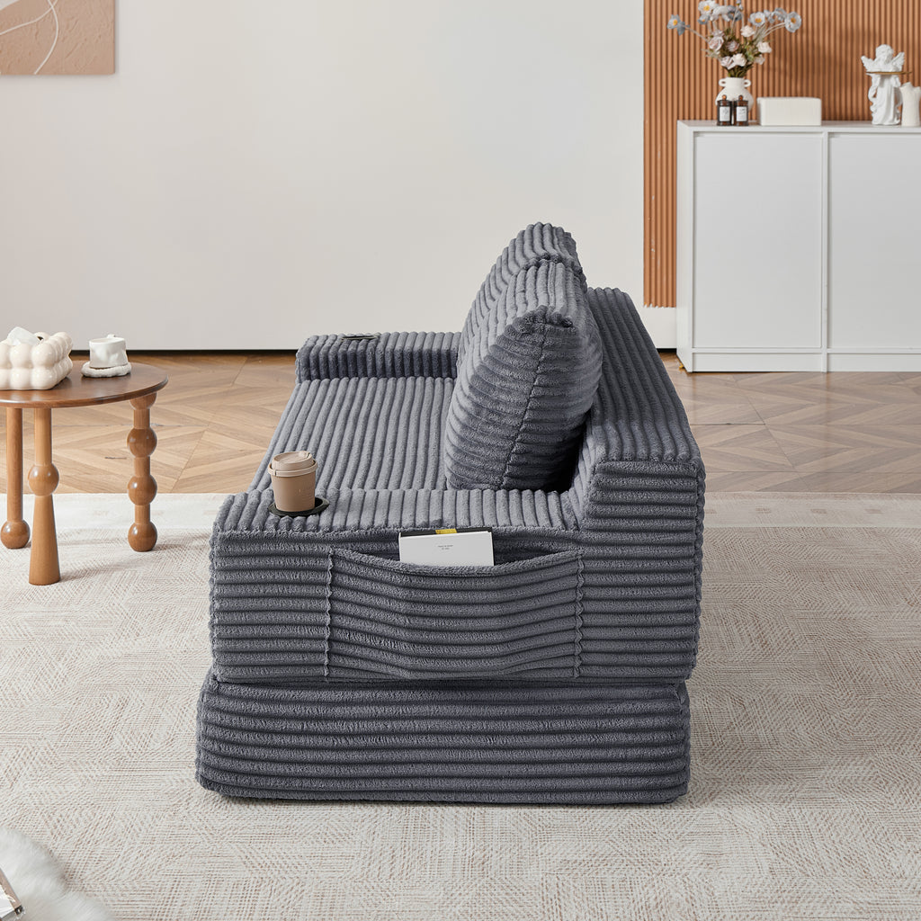 70.8-Inch Corduroy Two-in-One Sofa Bed