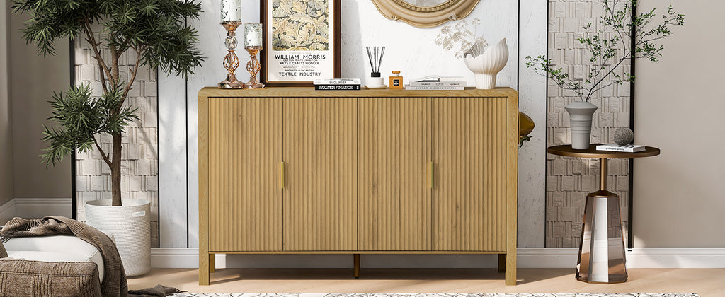 U_STYLE Modern 57.5" Stripe Door Storage Cabinet