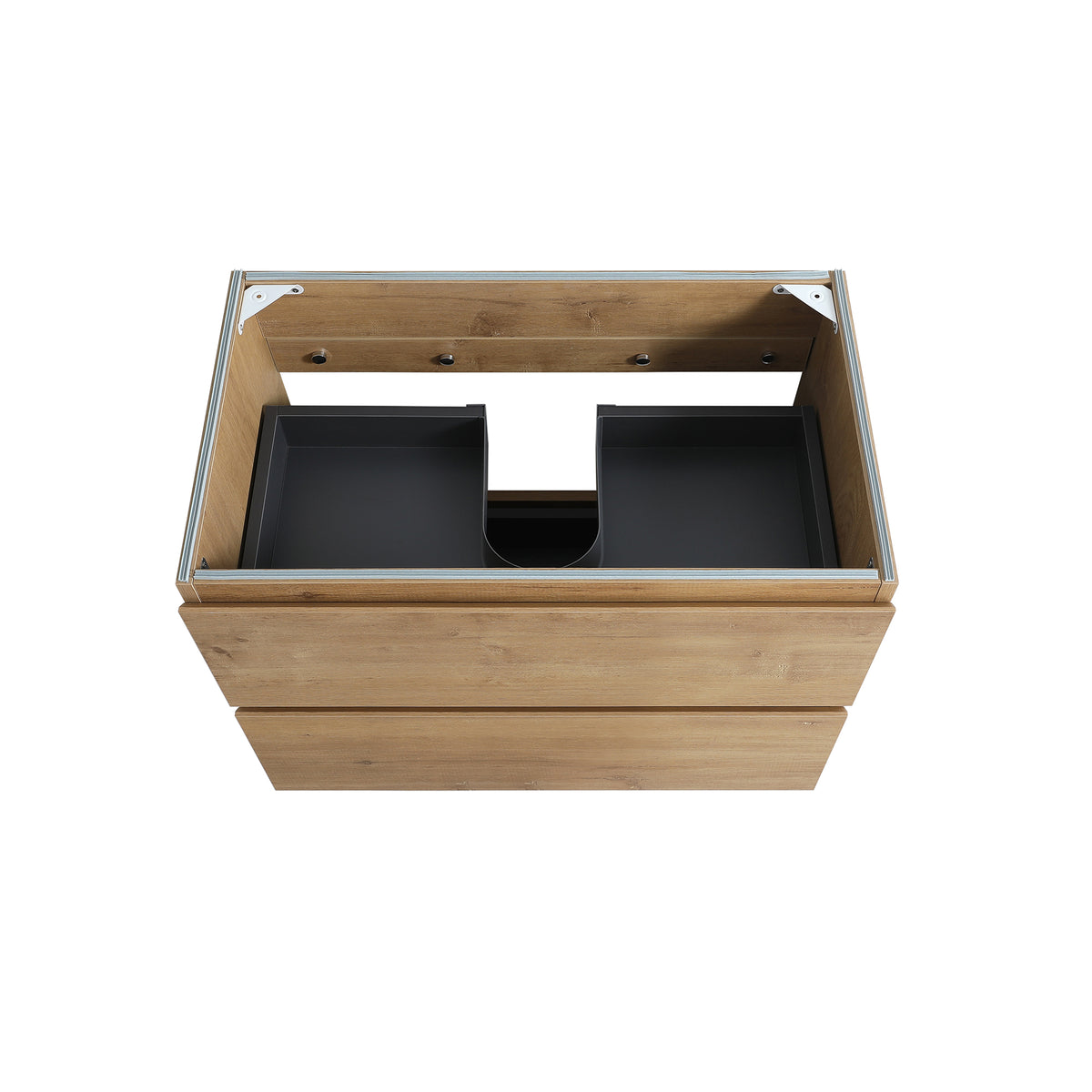Alice30-106 Wall Mount Cabinet, Natural Wood, Two Drawers, No Basin