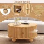 Round Fluted Coffee Table with Storage