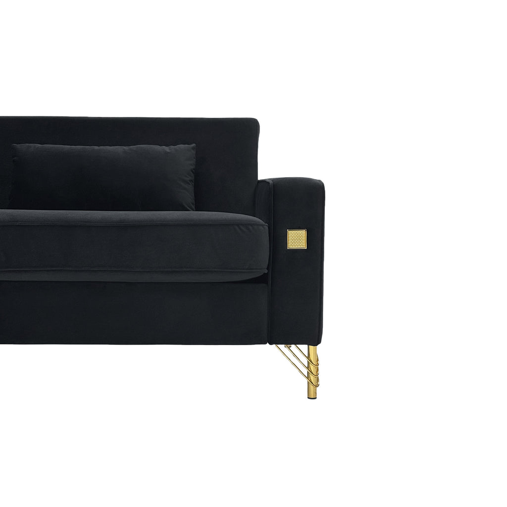 Black Velvet 2-Piece Sofa Set