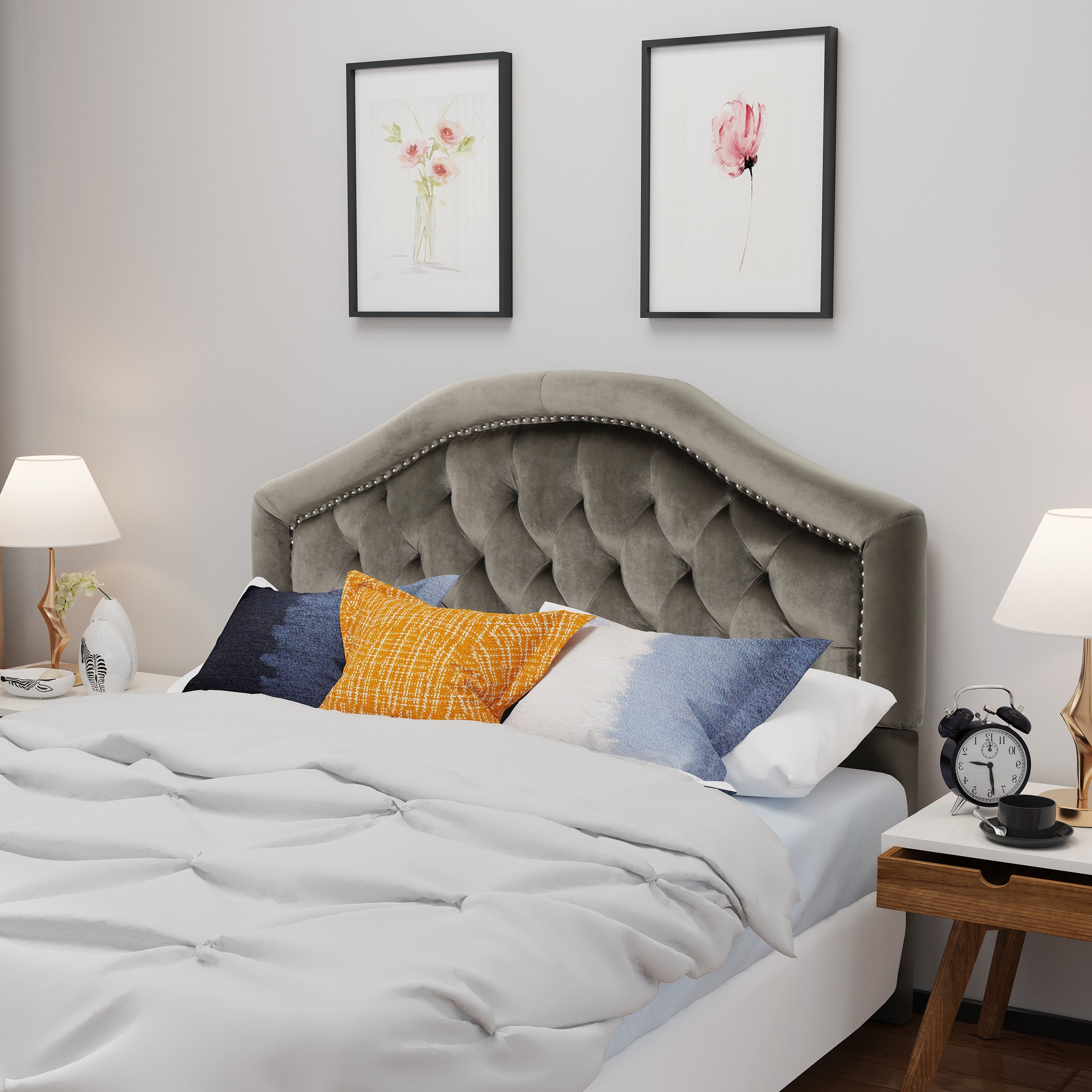 Tufted Upholstered Headboard Queen Size