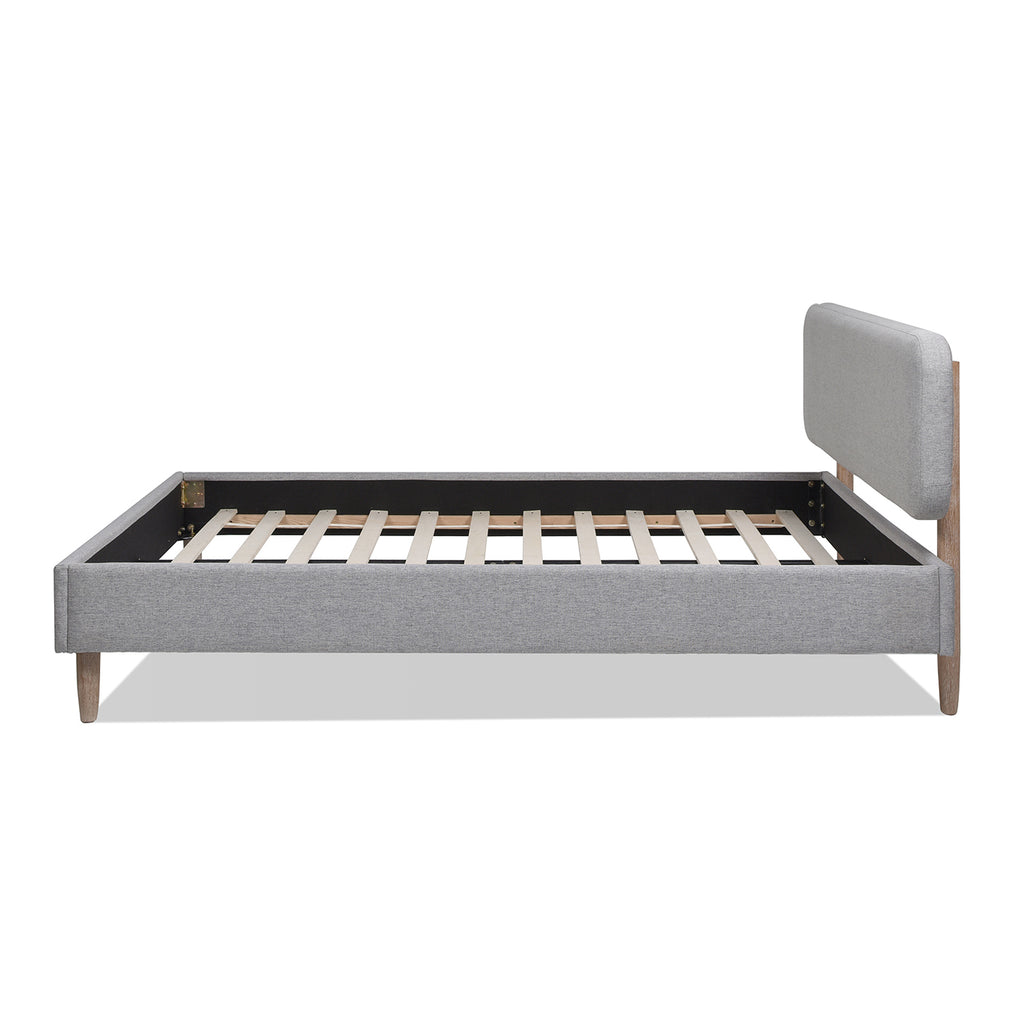 Diego Low Upholstered Platform Bed, Queen, Light