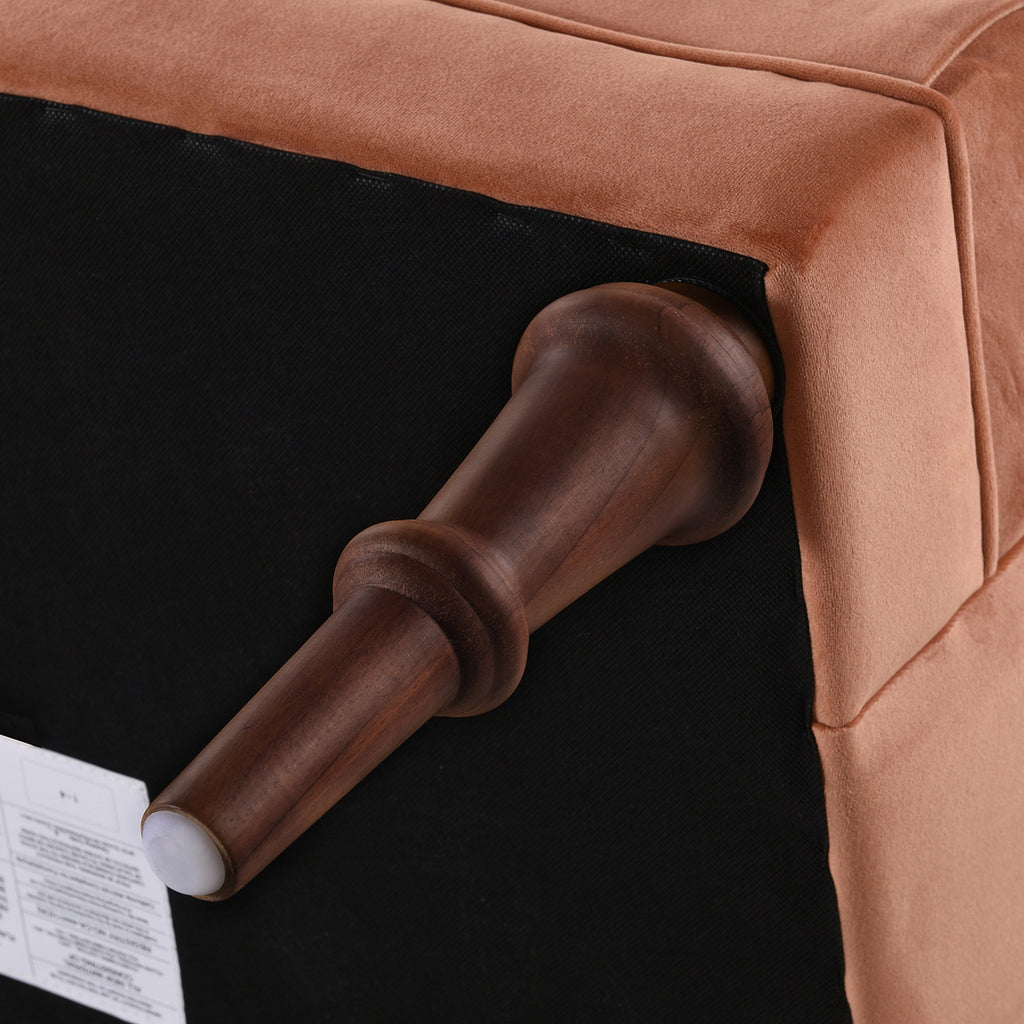 Katherine Tufted Accent Chair, Peach Velvet