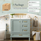 30" Bathroom Vanity in Green with Sink Combo Set