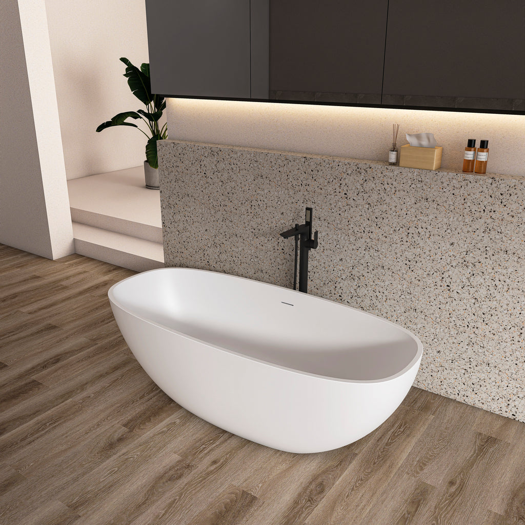 66.9 Inch Freestanding Solid Surface Soaking Bathtub