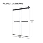 48 Inches x 76 Inches Double Sliding Shower Door in Matte