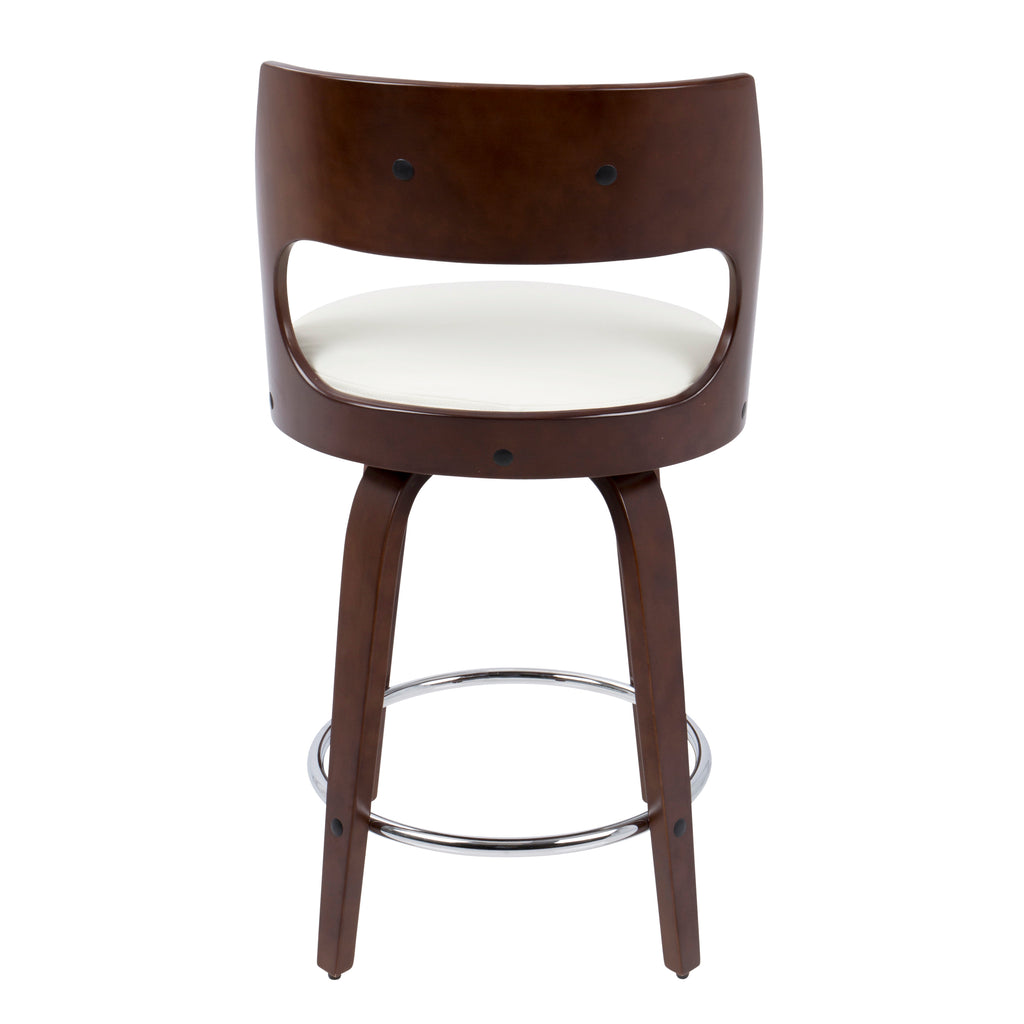 Mid-Century Modern Counter Stool with Swivel in Cherry