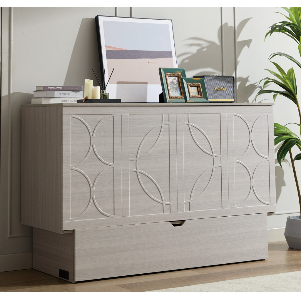 Cabinet Bed with Storage, Queen Bed, Folding Foam Mattress