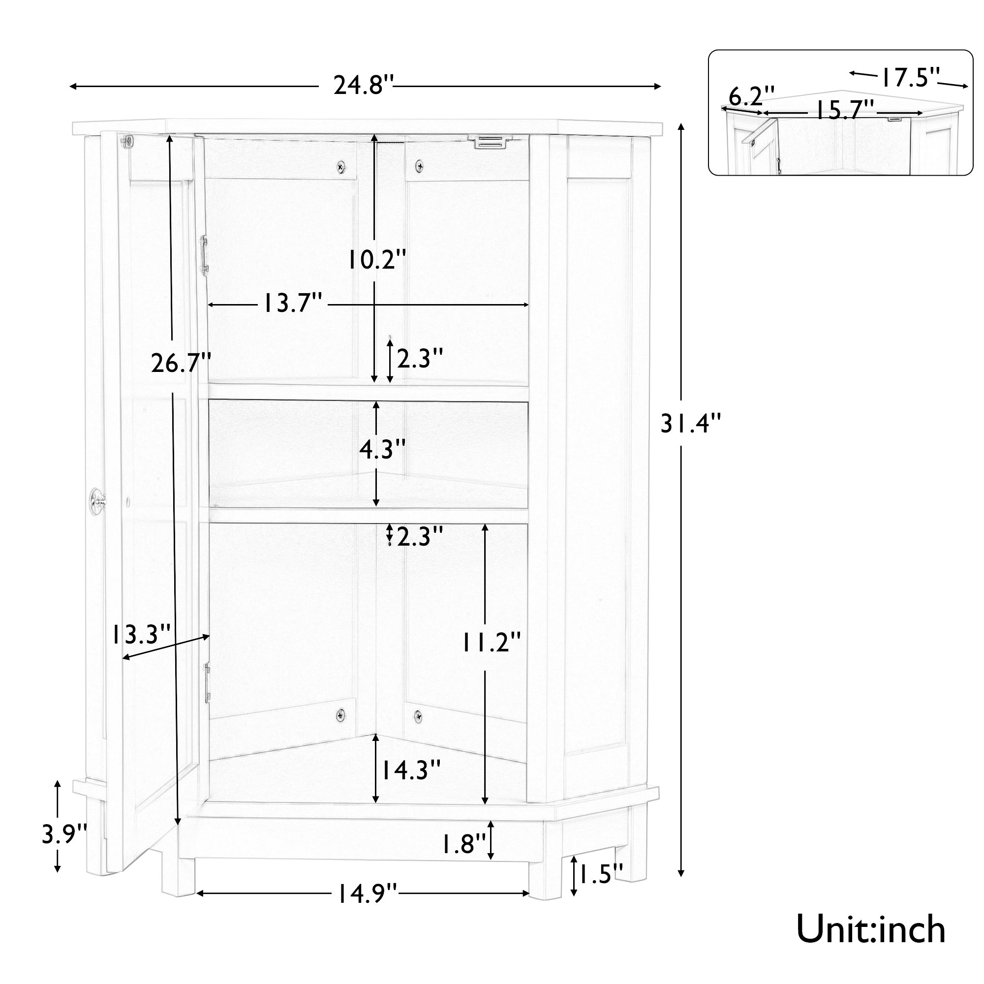 White Bathroom Cabinet Triangle Corner Storage Cabinet