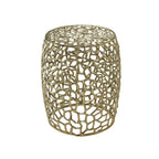 Aluminum Drum End Table with Intricate Design – Gold